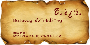Belovay Örkény névjegykártya